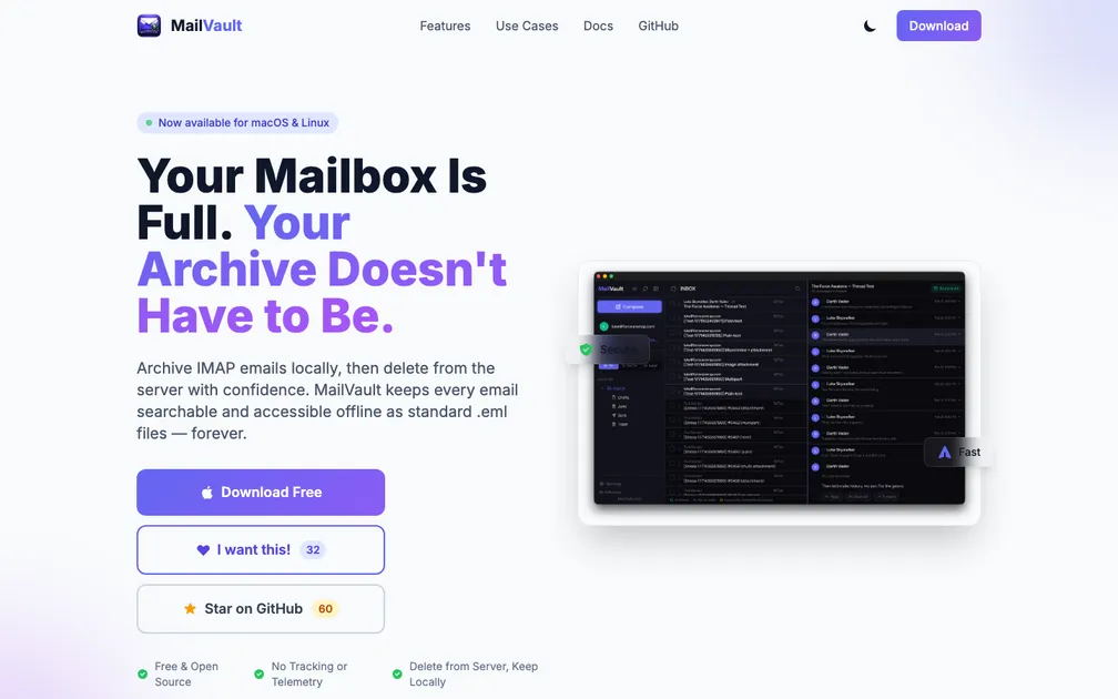 MailVault screenshot