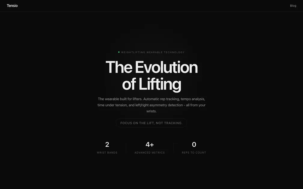Landing page screenshot of Tensio