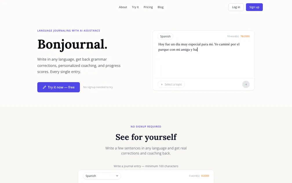 Bonjournal screenshot